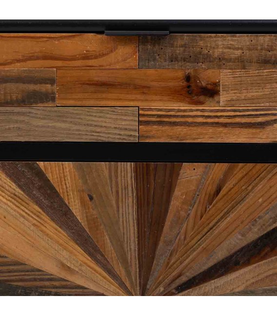 Mesita de noche con 1 cajón y 1 puerta industrial acabado vintage mdmhogar