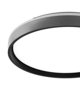 Plafón redondo realizado en metal negro y plata y policarbonato blanco mdmhogar