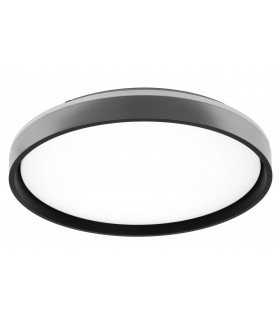 Plafón redondo realizado en metal negro y plata y policarbonato blanco mdmhogar