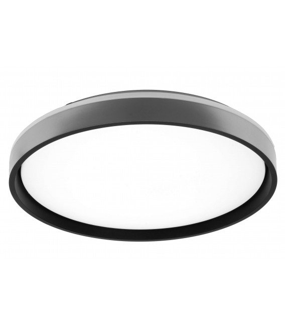 Plafón redondo realizado en metal negro y plata y policarbonato blanco mdmhogar