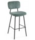 Taburete barra muy cómodo metal negro tapizado en pana color menta. mdmhogar