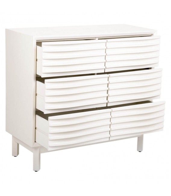Cómoda de estilo ibicenco con 6 cajones lacada en blanco mdmhogar