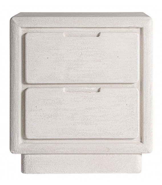 Mesita de noche realizada en madera dm efecto yeso blanco roto