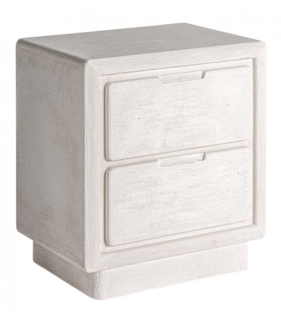 Mesita de noche realizada en madera dm efecto yeso blanco roto