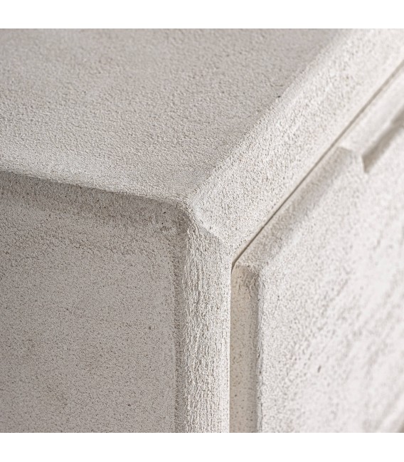 Mesita de noche realizada en madera dm efecto yeso blanco roto