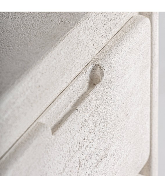 Mesita de noche realizada en madera dm efecto yeso blanco roto