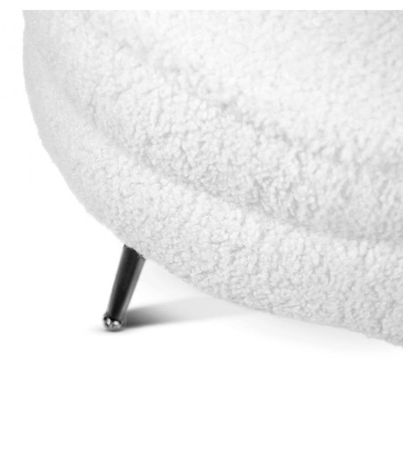 Sofá pequeño cómodo tela bouclé lana blanca patas en metal negro mdmhogar