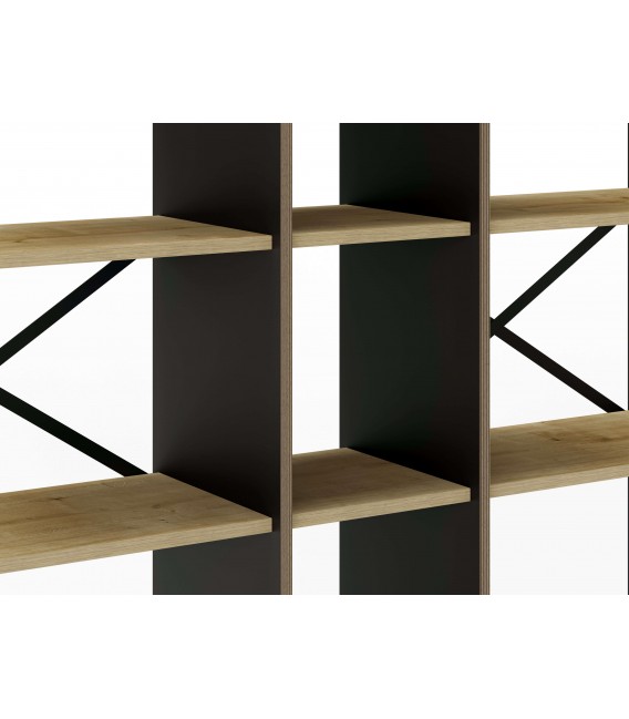 Librería estantería madera mdf imitación roble natural y negro mdmhogar