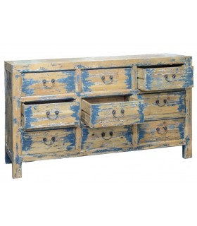 Comoda grande estilo oriental madera de pino decapado en azul mdmhogar
