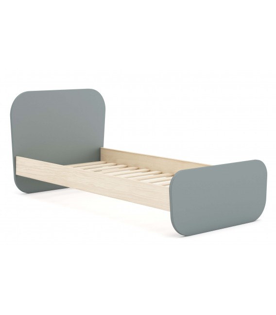 Cama individual madera de pino natural mdf lacado en gris mdmhogar