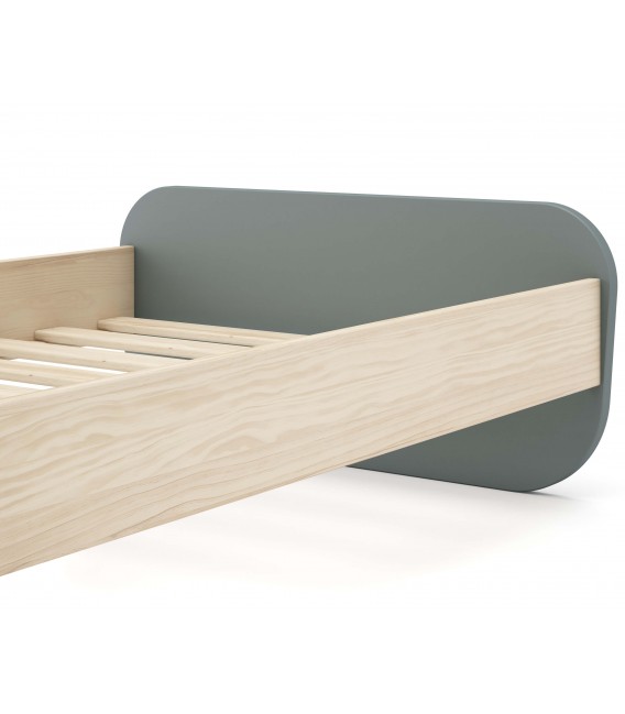 Cama individual madera de pino natural mdf lacado en gris mdmhogar