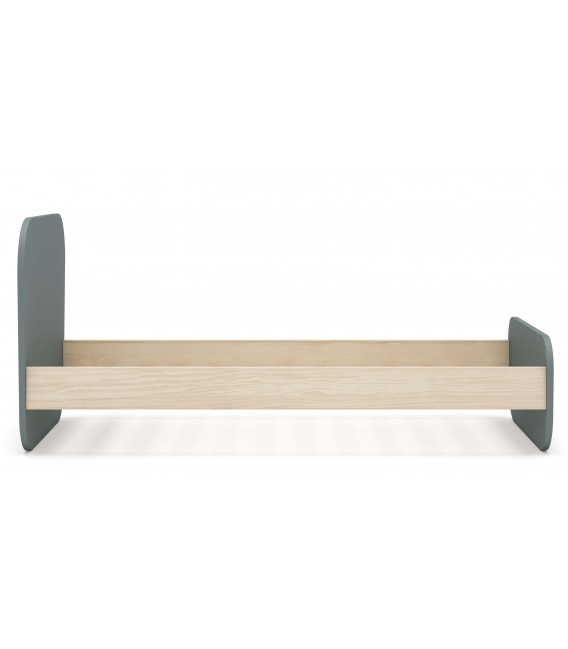 Cama individual madera de pino natural mdf lacado en gris mdmhogar