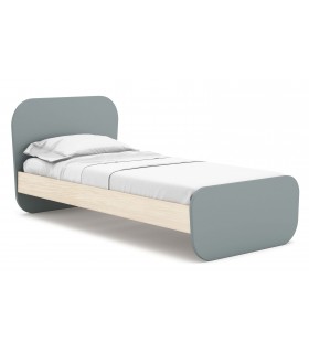 Cama individual madera de pino natural mdf lacado en gris mdmhogar