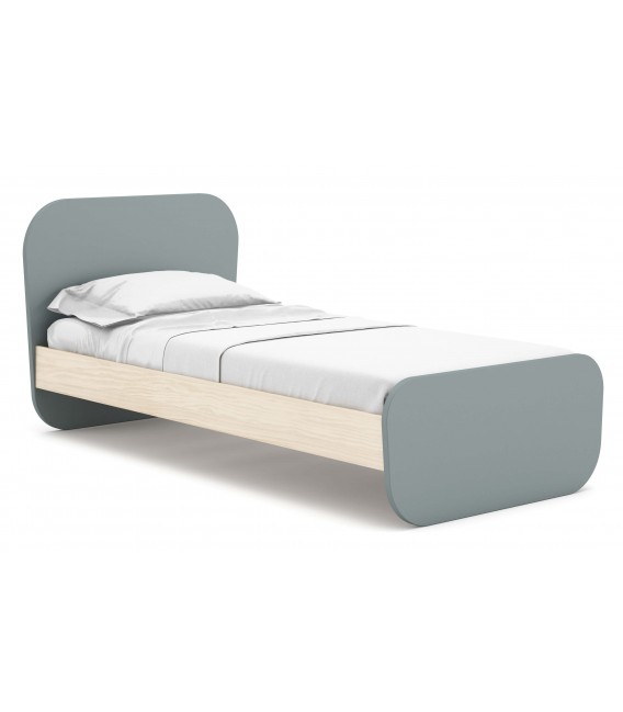 Cama individual madera de pino natural mdf lacado en gris mdmhogar