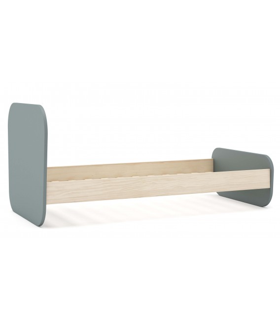 Cama individual madera de pino natural mdf lacado en gris mdmhogar