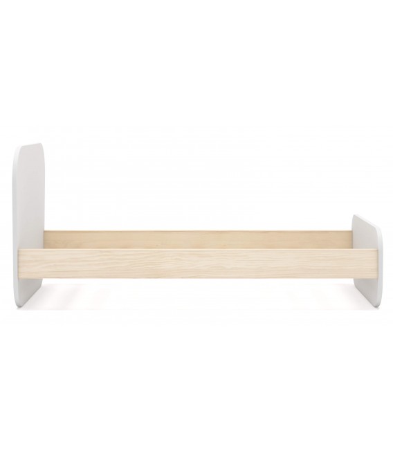 Cama individual madera de pino natural y mdf lacado en blanco mdmhogar