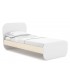 Cama individual madera de pino natural y mdf lacado en blanco mdmhogar