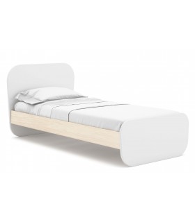 Cama individual madera de pino natural y mdf lacado en blanco mdmhogar