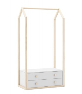 Perchero tipo burro 2 cajones madera de pino natural dm lacado blanco mdmhogar