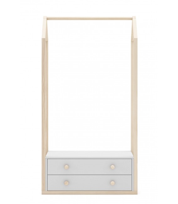 Perchero tipo burro 2 cajones madera de pino natural dm lacado blanco mdmhogar