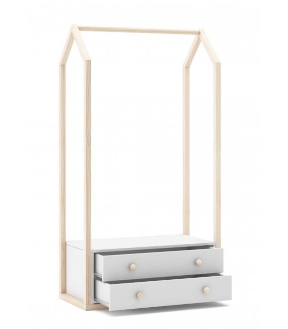 Perchero tipo burro 2 cajones madera de pino natural dm lacado blanco mdmhogar