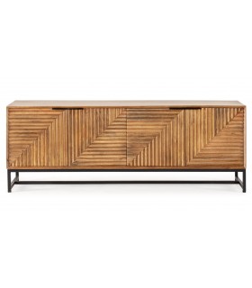 Aparador madera mango tallada natural patas y tiradores metal negro mdmhoghar