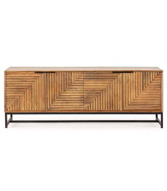 Aparador madera mango tallada natural patas y tiradores metal negro mdmhoghar