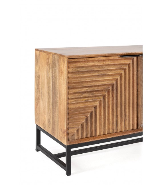 Aparador madera mango tallada natural patas y tiradores metal negro mdmhoghar