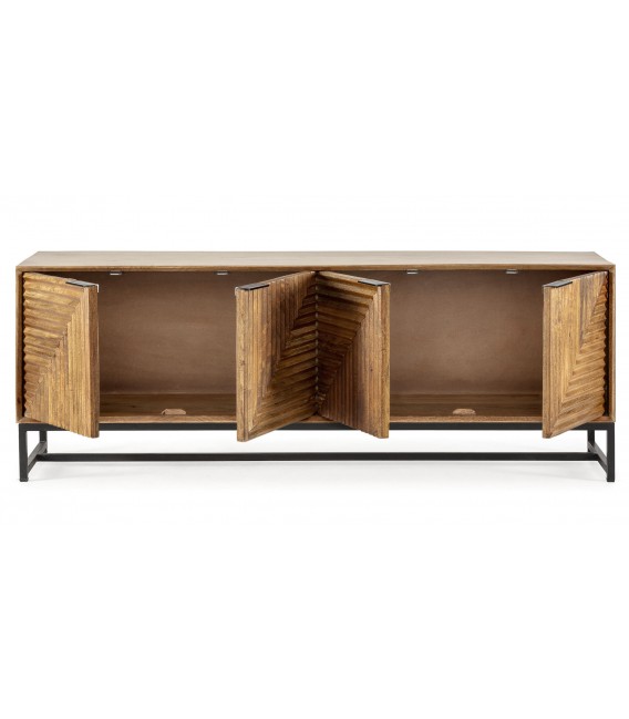 Aparador madera mango tallada natural patas y tiradores metal negro mdmhoghar