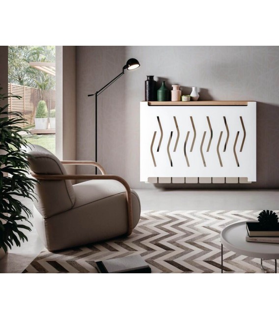 Cubre radiador mediano madera mdf imitación roble frente color blanco mdmhogar