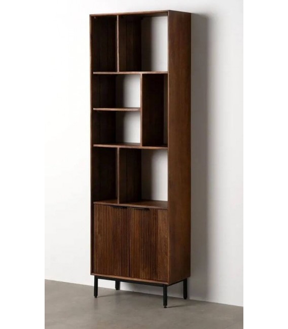 Estantería con 2 puertas madera de mango metal negro mdmhogar