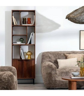 Estantería con 2 puertas madera de mango metal negro mdmhogar