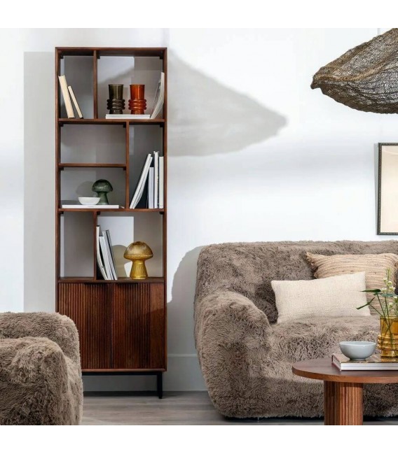 Estantería con 2 puertas madera de mango metal negro mdmhogar