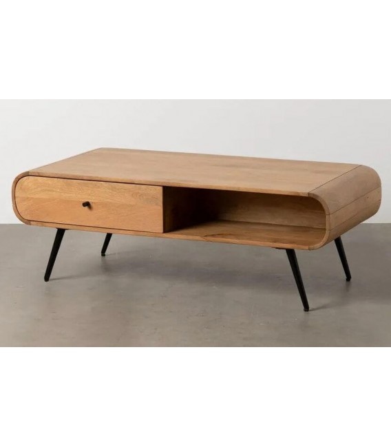 Mesa de centro rectangular con 1 cajón madera maciza mango  mdmhogar