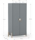 Armario ropero lacado en gris y madera natural 2 puertas y 1 barra mdmhogar