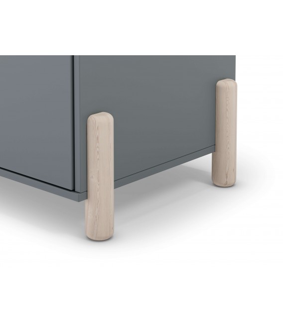 Armario ropero lacado en gris y madera natural 2 puertas y 1 barra mdmhogar