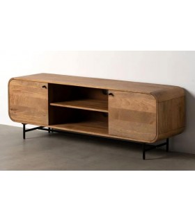 Mueble de TV madera mango metal negro estilo colonial mdmhogar