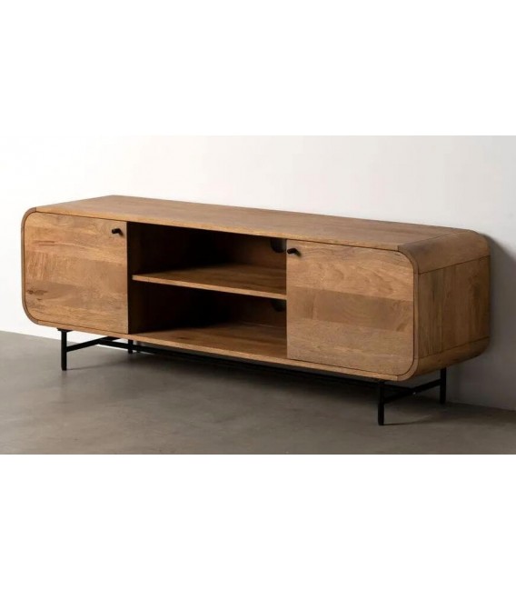 Mueble de TV madera mango metal negro estilo colonial mdmhogar