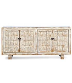 Aparador de estilo oriental madera natural de pino decapado en blanco mdmhogar