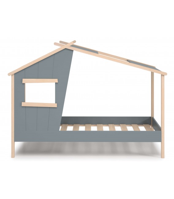 Cama individual infantil montessori madera natural lacado color kaki mdmhogar