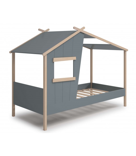 Cama individual infantil montessori madera natural lacado color kaki mdmhogar