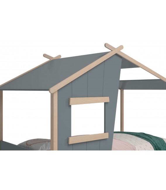 Cama individual infantil montessori madera natural lacado color kaki mdmhogar