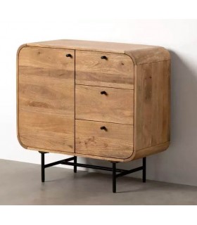 Cómoda combinada madera maciza mango metal negro mdmhogar