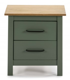 Mesita de noche pino natural combinado con laca verde mdmhogar