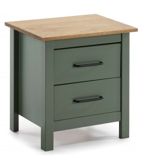 Mesita de noche pino natural combinado con laca verde mdmhogar