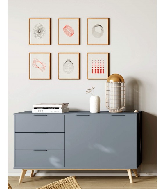 Bonito aparador línea nórdica lacado en color kaki y madera natural mdmhogar
