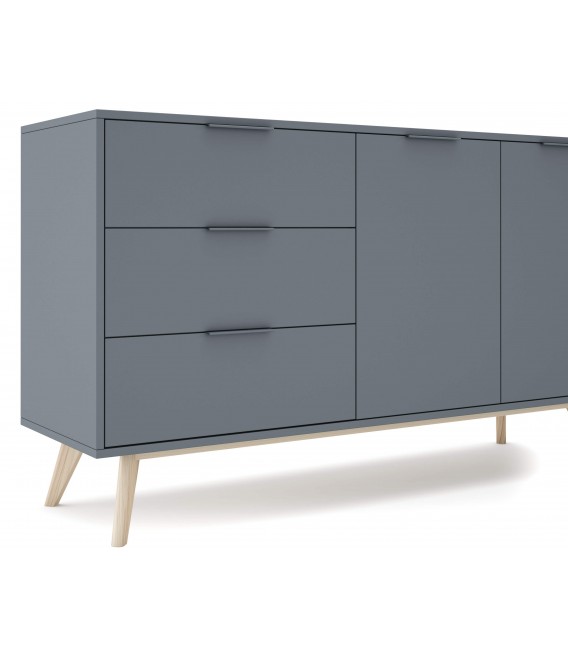 Bonito aparador línea nórdica lacado en color kaki y madera natural mdmhogar