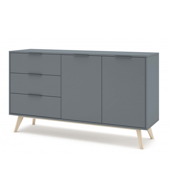 Bonito aparador línea nórdica lacado en color kaki y madera natural mdmhogar