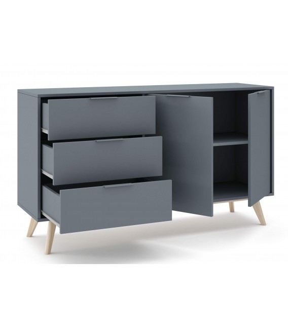 Bonito aparador línea nórdica lacado en color kaki y madera natural mdmhogar