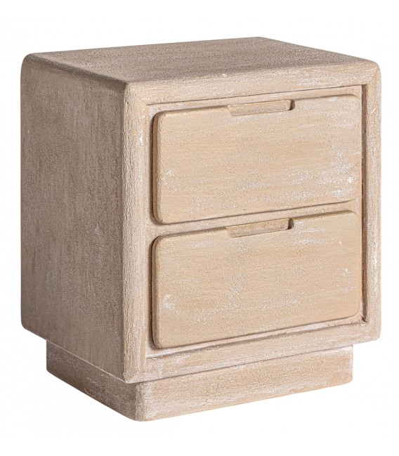 Mesita de noche realizada en madera dm efecto yeso color beige mdmhogar